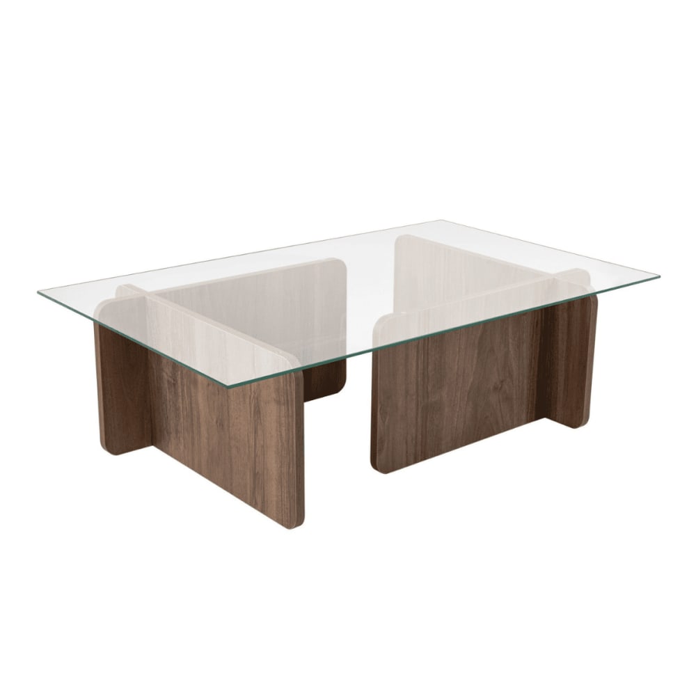 wohnli-moebel-suche-M26023885 Wohnli Möbelsuche - Couchtisch mit Tischplatte aus gehärtetem Glas L105 cm - Nussbaumdekor