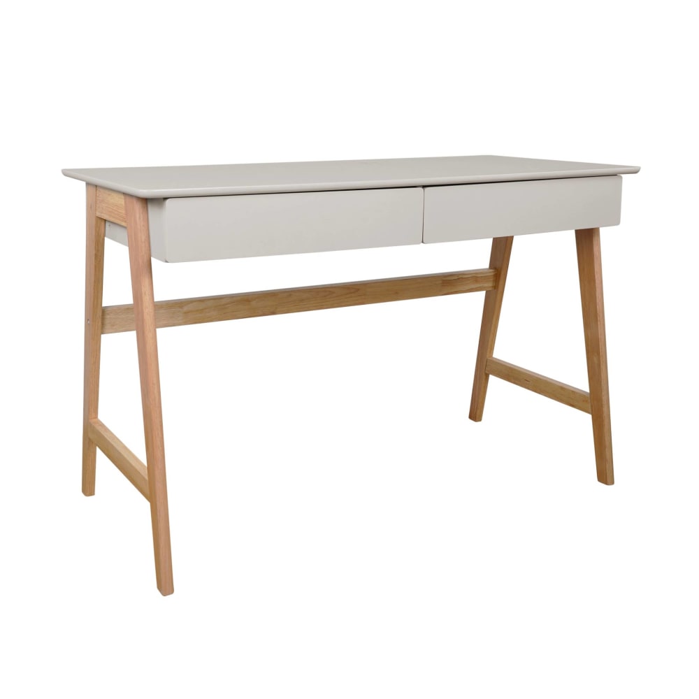wohnli-moebel-suche-M26024036 Wohnli Möbelsuche - Schreibtisch Holzdekor Heveaholzgestell 2 Schubladen naturfarben