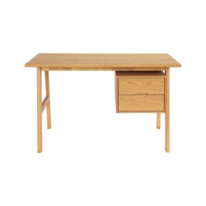 Schreibtisch Heveaholz und Eichenfurnier mit 2 Schubladen naturfarben 120x76x57cm Spanplatte Beige sweeek Möbel Büromöbel Schreibtische