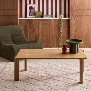 wohnli-moebel-suche-M26024104-1 Vintage-Couchtisch mit naturfarbenem Holzdekor Fischgrät-Muster 120 cm 122x42x62cm Spanplatte Braun sweeek Möbel Wohnzimmermöbel Couchtische
