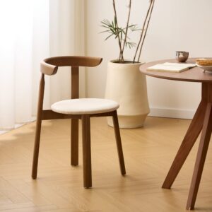 wohnli-moebel-suche-M26024559-1 Esszimmerstühle (2er Set) aus dunklem Holz und Stoff Beige 49x75x51cm Holz Braun Nordlys Möbel Esszimmermöbel Stühle