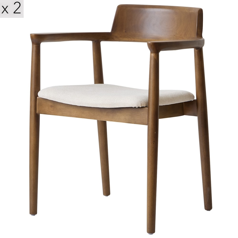 wohnli-moebel-suche-M26024561 Wohnli Möbelsuche - Esszimmerstühle (2er Set) aus dunklem Holz und Stoff Beige