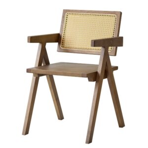 Wohnli Möbelsuche - Stuhl aus dunklem Holz und Rattan Braun