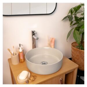 wohnli-moebel-suche-M26024946-1 Rundes Aufsatzwaschbecken 36 x 36 cm 36x12x36cm Keramik Taupe Mob In Möbel Badezimmermöbel Waschbecken