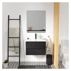 wohnli-moebel-suche-M26024950-1 Einzelmöbel + Waschbecken + Armatur + Spiegel 60x45x40cm Spanplatte Schwarz Mob In Möbel Badezimmermöbel Waschtische