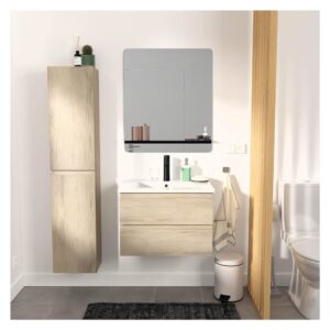 wohnli-moebel-suche-M26024952-1 Schlichte Möbel + Wasserhahn + Spiegel + -Säule 60x45x40cm Spanplatte Braun Mob In Möbel Badezimmermöbel Waschtische