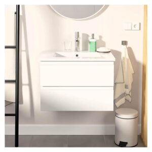 wohnli-moebel-suche-M26024956-1 Einzelwaschtisch-Set 60 cm mit Keramikplatte und Chromhahn 60x43x43cm Spanplatte Weiß Mob In Möbel Badezimmermöbel Waschbecken