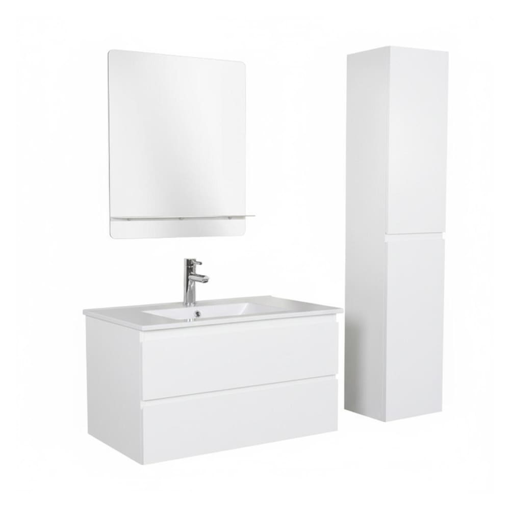 Wohnli Möbelsuche - Schlichte Möbel + Wasserhahn + Spiegel + -Säule