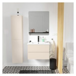 wohnli-moebel-suche-M26024976-1 Schlichte Möbel + Wasserhahn + Spiegel + -Säule 60x45x40cm Spanplatte Beige Mob In Möbel Badezimmermöbel Waschtische