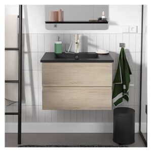wohnli-moebel-suche-M26024977-1 Einzelwaschtisch-Set 60 cm mit Keramikplatte und Chromhahn 60x43x43cm Spanplatte Braun Mob In Möbel Badezimmermöbel Waschbecken