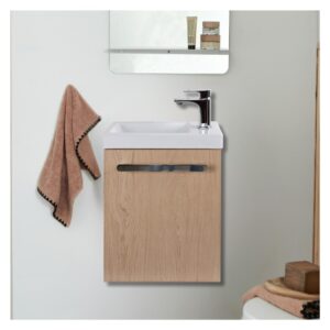 wohnli-moebel-suche-M26024991-1 Nevada Wand-Waschtisch-Set mit Chromarmatur 21x53x41cm Spanplatte Braun Mob In Möbel Badezimmermöbel Waschtische