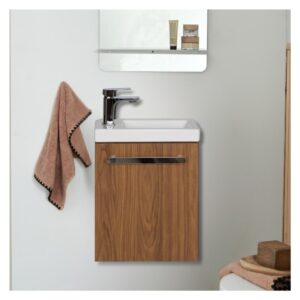 wohnli-moebel-suche-M26024992-1 Nevada Wand-Waschtisch-Set mit Chromarmatur 21x53x41cm Spanplatte Braun Mob In Möbel Badezimmermöbel Waschtische