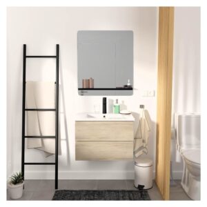 wohnli-moebel-suche-M26025001-1 Einzelmöbel + Waschbecken + Armatur + Spiegel 60x45x40cm Spanplatte Braun Mob In Möbel Badezimmermöbel Waschtische