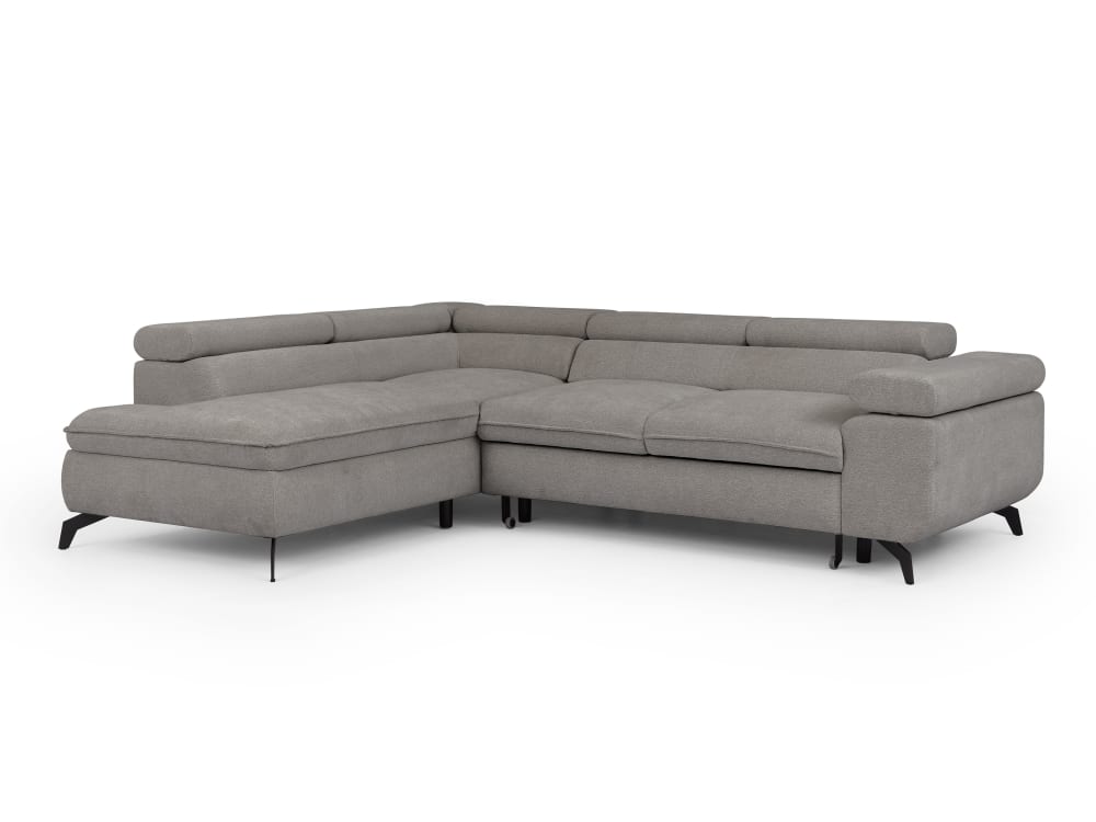 wohnli-moebel-suche-M26025073 Wohnli Möbelsuche - Ecksofa mit Schlaffunktion und Bettkasten aus Hellgrau Chenille-Stoff