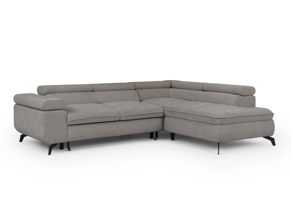 wohnli-moebel-suche-M26025080 Wohnli Möbelsuche - Ecksofa mit Schlaffunktion und Bettkasten aus Hellgrau Chenille-Stoff