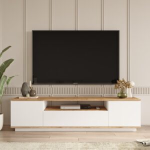 wohnli-moebel-suche-M26025459-1 TV-Möbel in Weiß und Holz 180 cm 180x44x44cm Spanplatte Braun Concept Usine Möbel Wohnzimmermöbel TV-Möbel