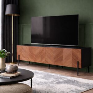 wohnli-moebel-suche-M26025460-1 Vintage-TV-Möbel mit Schrank 180x60x41cm Holz Braun Concept Usine Möbel Wohnzimmermöbel TV-Möbel