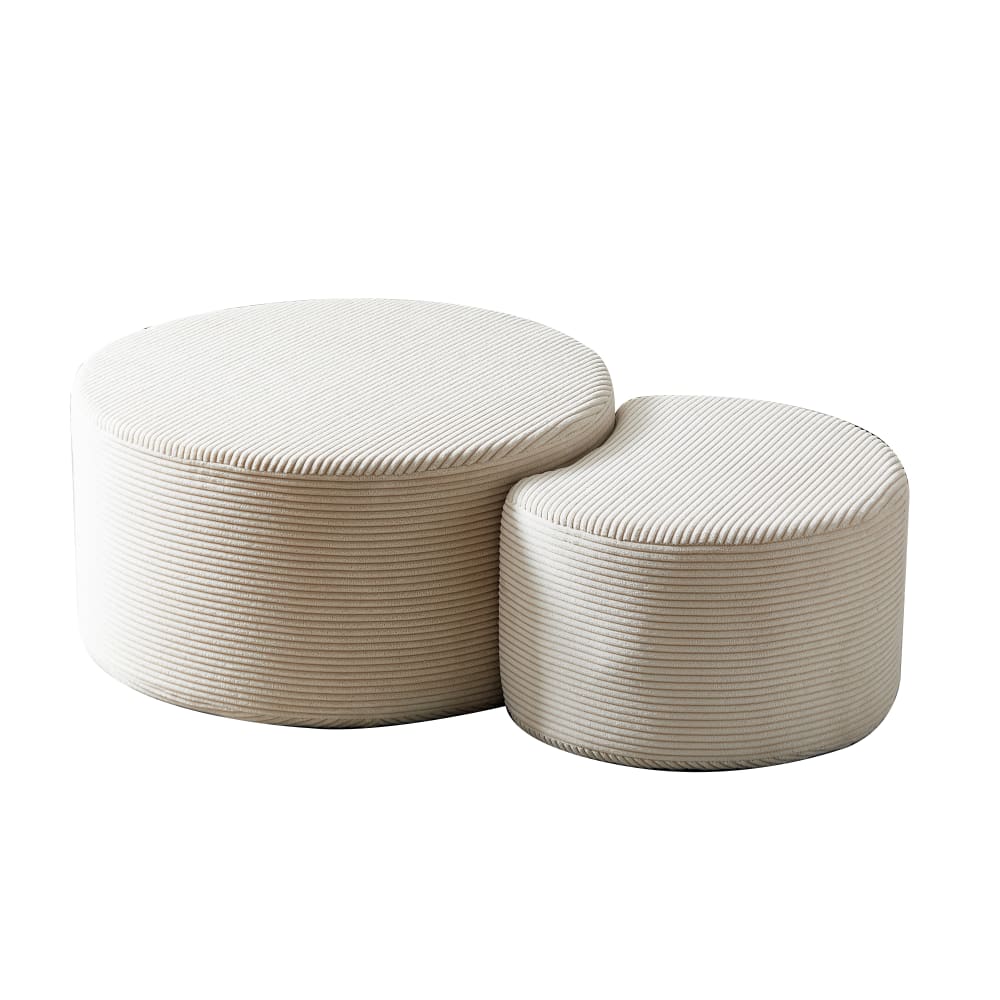 wohnli-moebel-suche-M26026101 Wohnli Möbelsuche - Set aus 2 Runden Couchtischen mit Stoffbezug