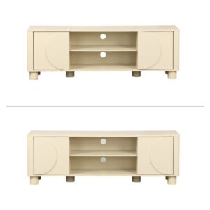 wohnli-moebel-suche-M26026932-1 TV-Möbel Holzdekor beige 2 Türen 155cm 40x57x30cm Spanplatte Beige sweeek Möbel Wohnzimmermöbel TV-Möbel
