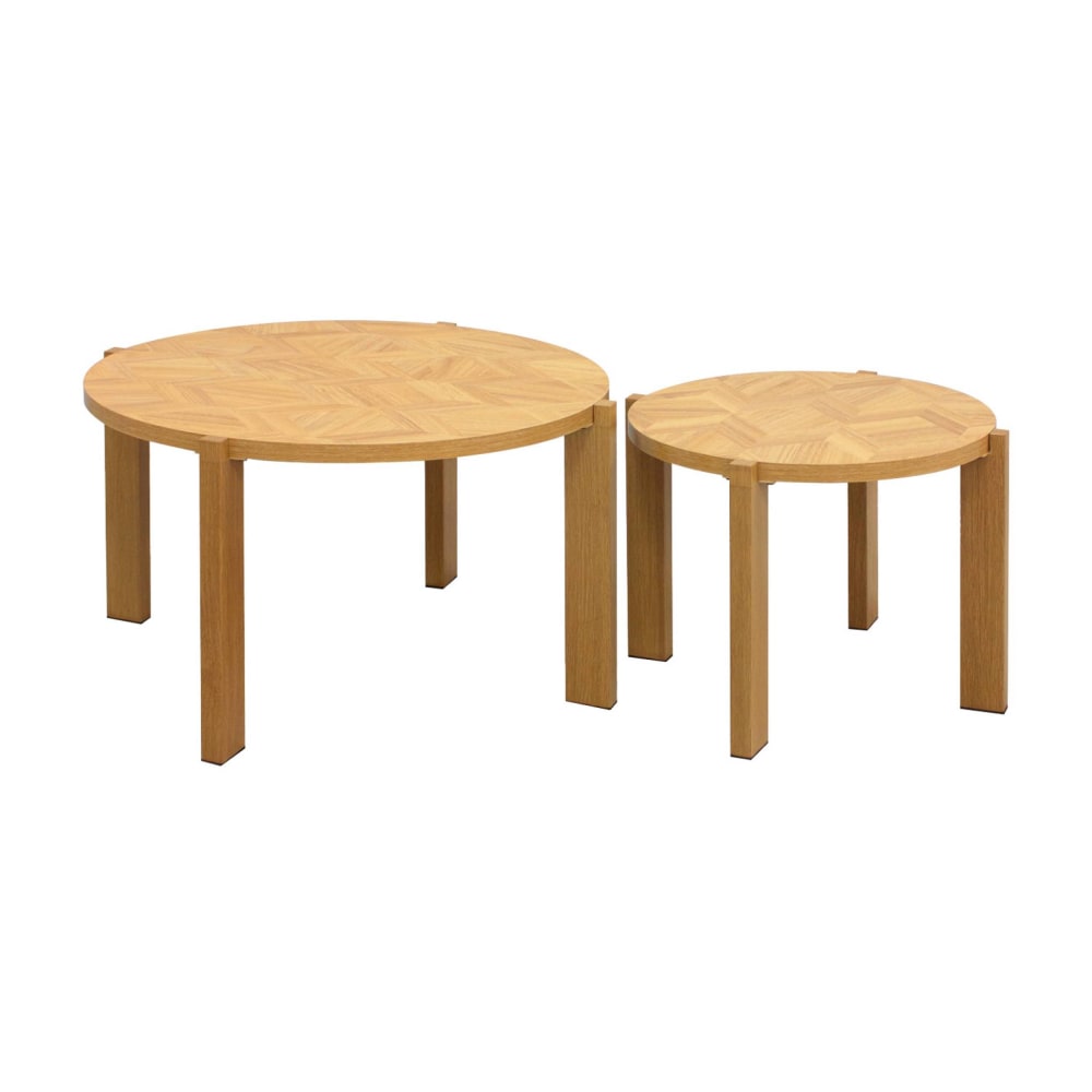 wohnli-moebel-suche-M26026944 Wohnli Möbelsuche - 2er-Set runde Satz-Couchtische mit Fischgrät-Muster in natürlichem