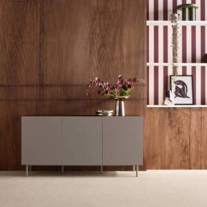 wohnli-moebel-suche-M26026976 Wohnli Möbelsuche - Sideboard aus Metall und Holzdekor grau und nussbaumfarben B 150 cm