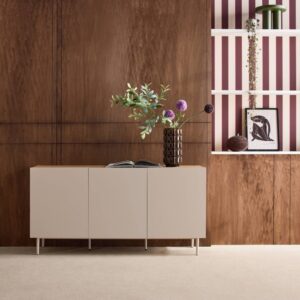 wohnli-moebel-suche-M26026984-1 Sideboard aus Metall und Holzdekor beige und naturfarben B 150 cm 150x75x40cm Metall Beige sweeek Möbel Esszimmermöbel Sideboards, Highboards & niedrige Anrichten
