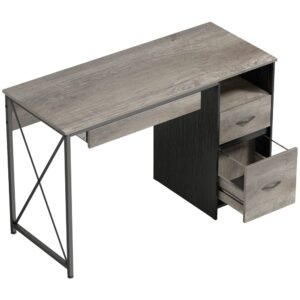 wohnli-moebel-suche-M26027328 Wohnli Möbelsuche - Bureau 120×50cm plateau clavier 2 tiroirs bois et acier gris
