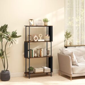 Étagère de rangement 4 niveaux cadre en acier marron 80x141x30cm Spanplatte Braun Homcom Möbel Wohnzimmermöbel Regale