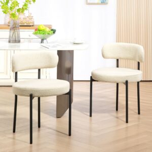 wohnli-moebel-suche-M26027350-1 Beige Stoff- & Stahlpolsterstuhl für Esszimmer 51x76x51cm PES - Polyester Beige Homcom Möbel Esszimmermöbel Stühle