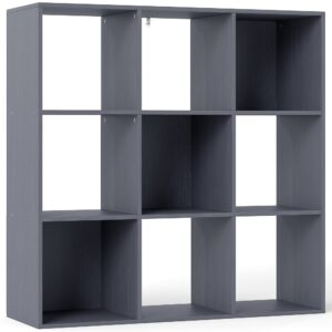 Wohnli Möbelsuche - Bibliothèque à 3 niveaux 9 compartiments panneau de particules gris