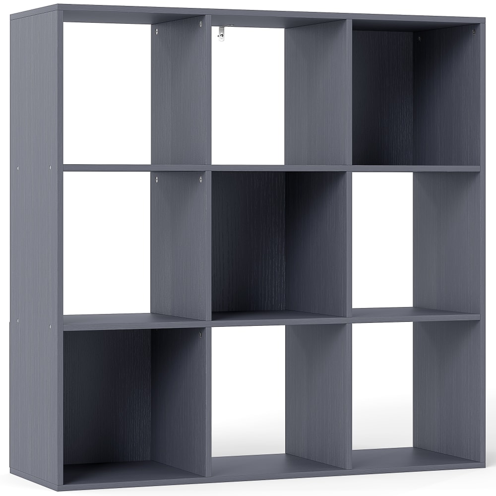 Wohnli Möbelsuche - Bibliothèque à 3 niveaux 9 compartiments panneau de particules gris
