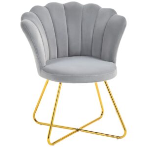 Wohnli Möbelsuche - Fauteuil coquillage chaise coiffeuse velours à pieds acier gris