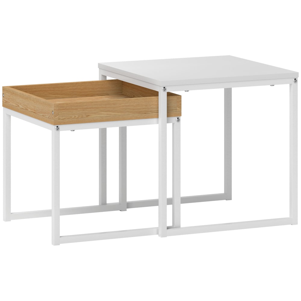 wohnli-moebel-suche-M26027359 Wohnli Möbelsuche - Lot de 2 tables basses gigognes carrées cadre en acier blanc