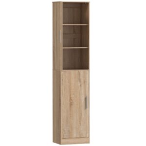 Wohnli Möbelsuche - Meuble de rangement colonne 2 portes et 4 étagères réglables naturel