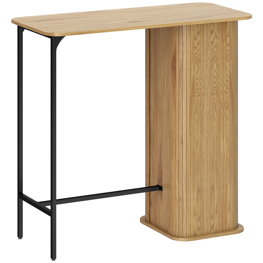 Wohnli Möbelsuche - Table de Bar Design à Lattes 3 Étagères Pieds en Métal Bois Naturel
