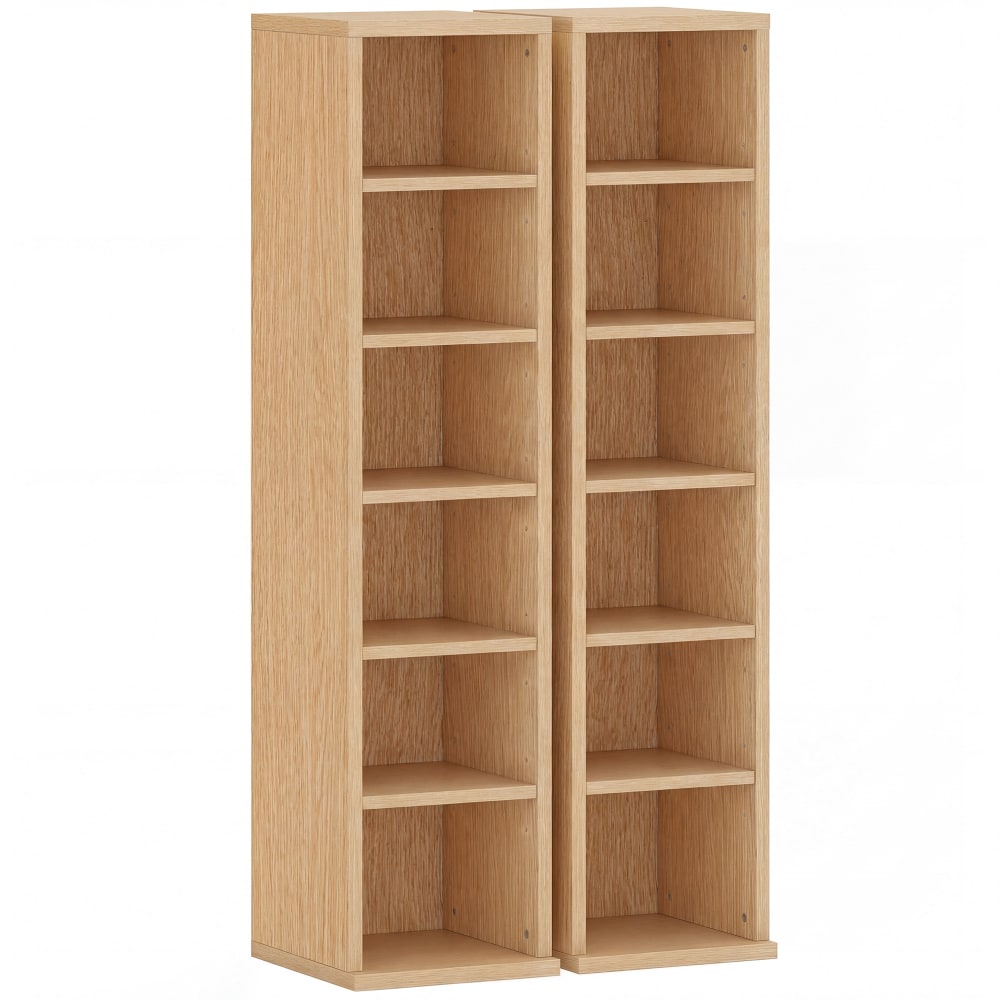 Wohnli Möbelsuche - Étagère colonne rangement cd-dvd 6+6 compartiments bois naturel