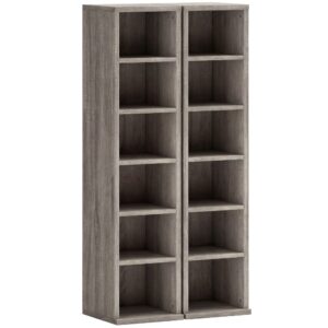 Wohnli Möbelsuche - Étagère colonne rangement cd-dvd 6+6 compartiments gris