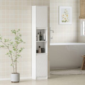 wohnli-moebel-suche-M26027461-1 Meuble colonne salle de bain 2 portes et 2 compartiments MDF blanc 30x170x24cm Spanplatte Weiß Homcom Möbel Badezimmermöbel Bad-Hochschränke