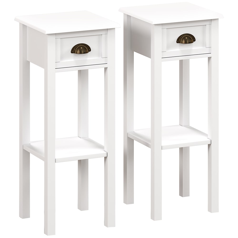 wohnli-moebel-suche-M26027479 Wohnli Möbelsuche - Lot de 2 tables d'appoint avec tiroir étagère en bois blanc