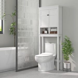 Weißer 2-türiger MDF-Wandschrank WC-Kommode 70x175x20cm Spanplatte Weiß Homcom Möbel Badezimmermöbel Badezimmerschränke