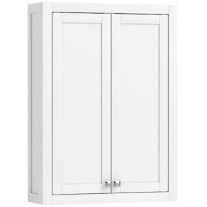 Wohnli Möbelsuche - Armoire murale de salle de bain 3 niveaux 2 portes étagère bois blanc