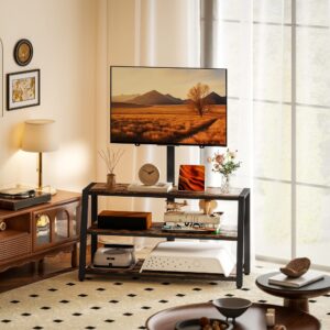 wohnli-moebel-suche-M26027504-1 Meuble TV support ajustable 35° panneau de particules marron 108x135x41cm Spanplatte Braun Homcom Möbel Wohnzimmermöbel TV-Möbel