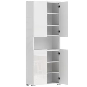 wohnli-moebel-suche-M26027505 Wohnli Möbelsuche - Armoire de cuisine 4 portes et étagères réglables MDF blanc brillant