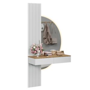 wohnli-moebel-suche-M26027523 Wohnli Möbelsuche - Schminktisch mit LED-Spiegel Weiß/Eiche 100x205cm