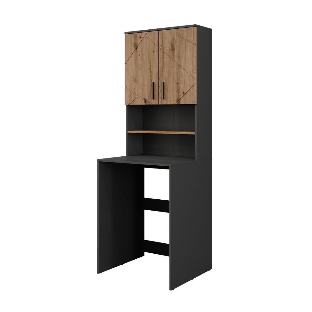 Wohnli Möbelsuche - Waschmaschinenschrank-Set 2 Teile Anthrazit/Goldkraft Eiche 68x88.5cm