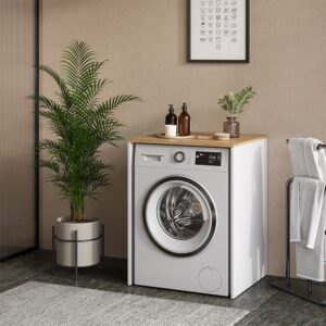 Waschmaschinenschrank Weiß/Eiche Artisan 68x88 cm 68x89x60cm Spanplatte Weiß Vicco Möbel Badezimmermöbel Bad-Hochschränke