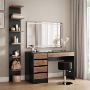 wohnli-moebel-suche-M26027539-1 Wandregal Anthrazit/Gold power oak 30x190cm 30x190x28cm Spanplatte Schwarz Vicco Möbel Wohnzimmermöbel Regale