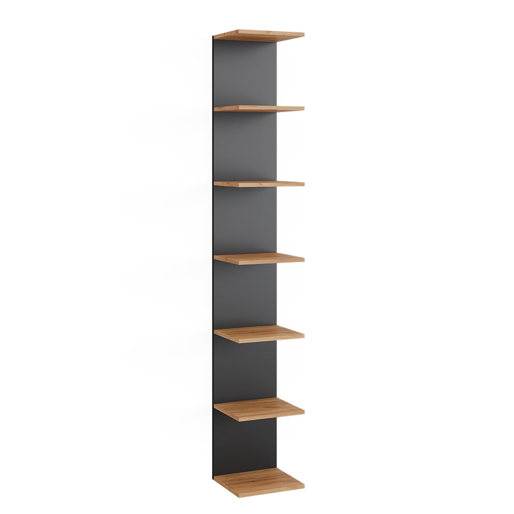 Wohnli Möbelsuche - Wandregal Anthrazit/Gold power oak 30x190cm