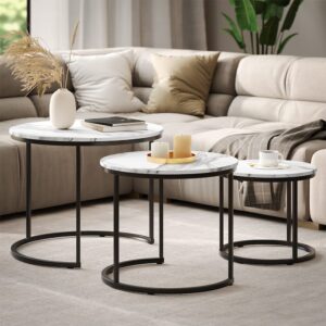 wohnli-moebel-suche-M26027540-1 Couchtisch-Set 3 Teile Weiß/Schwarz 55x44.5cm 55x45x55cm Spanplatte Weiß Vicco Möbel Wohnzimmermöbel Couchtische
