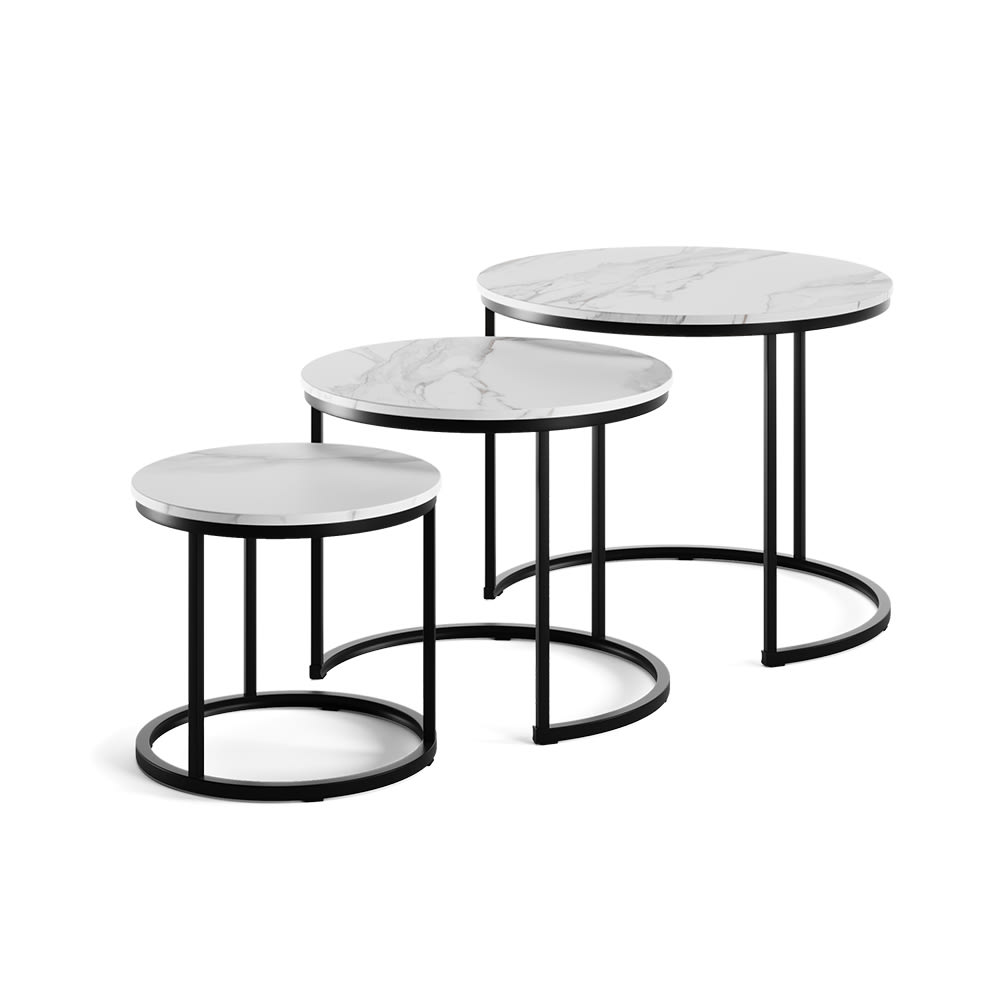 wohnli-moebel-suche-M26027540 Wohnli Möbelsuche - Couchtisch-Set 3 Teile Weiß/Schwarz 55x44.5cm